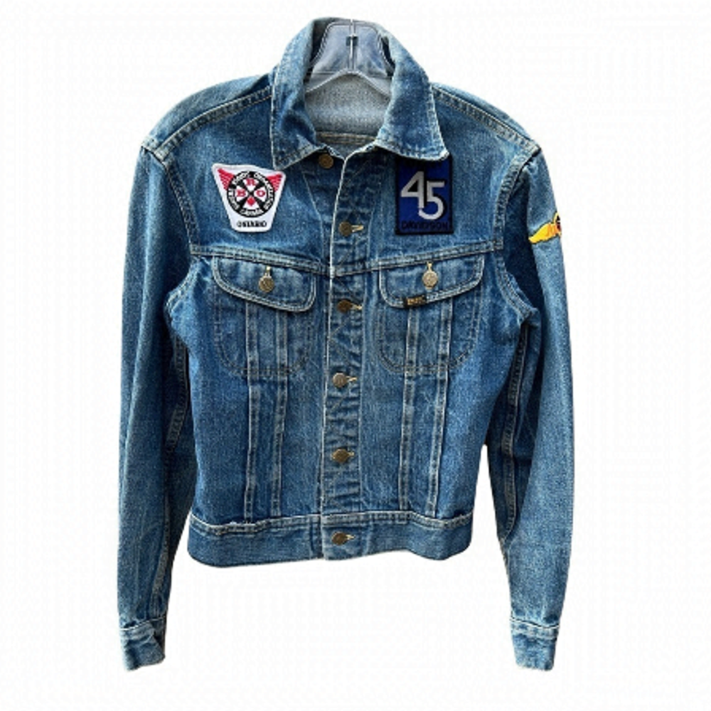 Vintage Lee Riders Harley Davidson Patch Jean Jacket